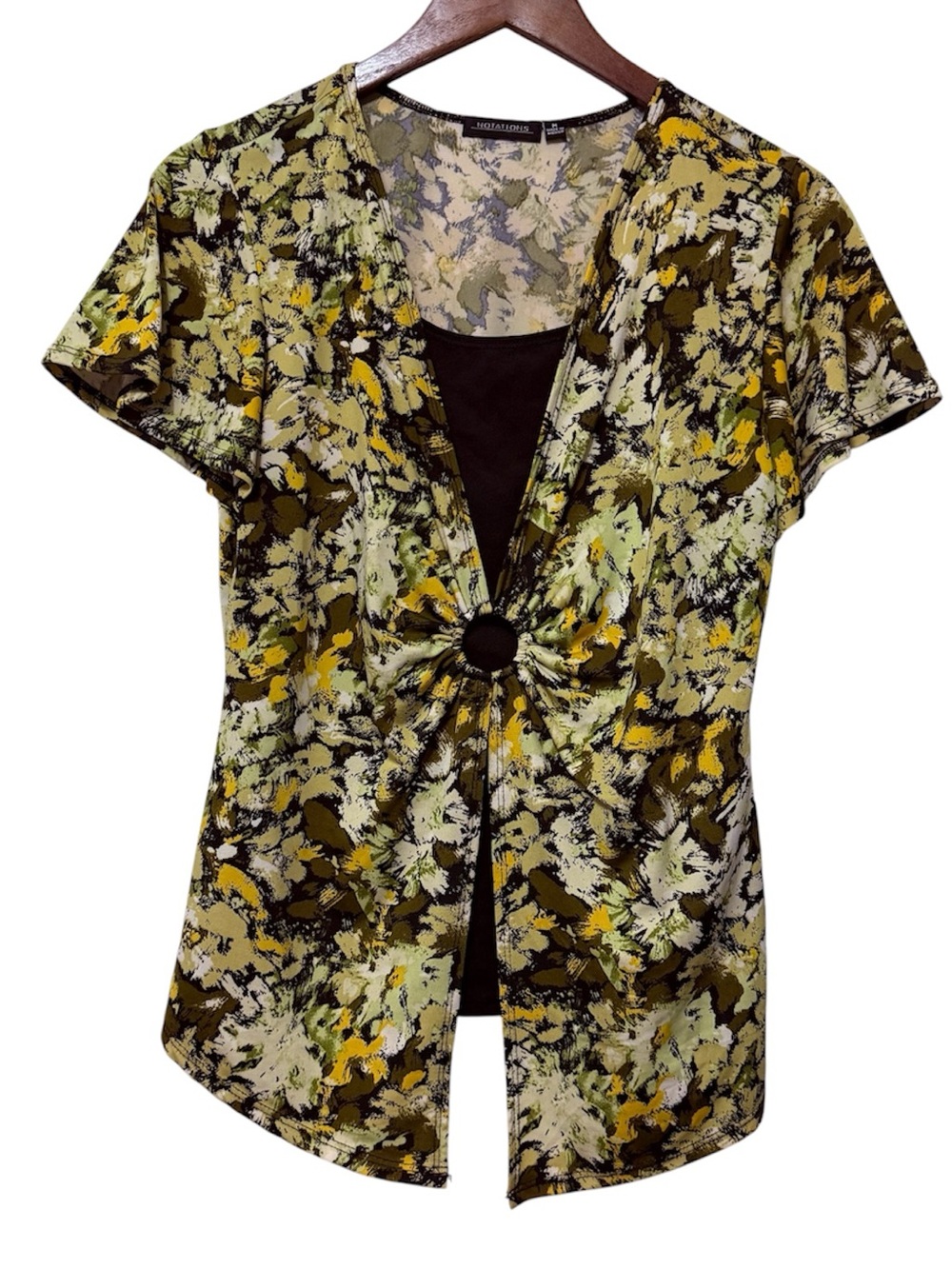 Notations Forest Short Sleeve Business Casual Top Women’s Medium Faux Layered